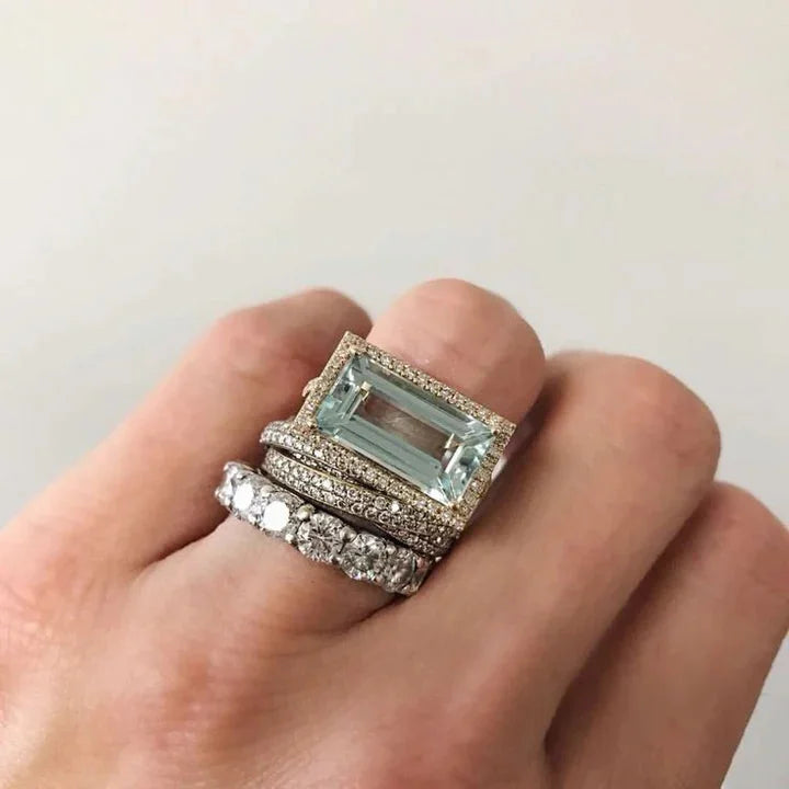 Vintage Turquoise Square Ring Set