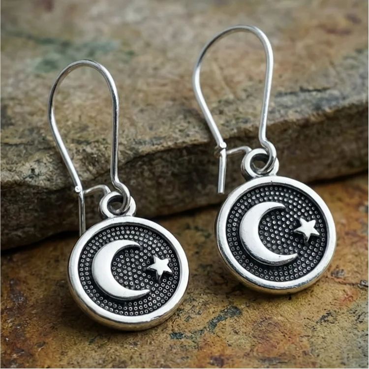 Vintage Moon & Star Drop Earrings