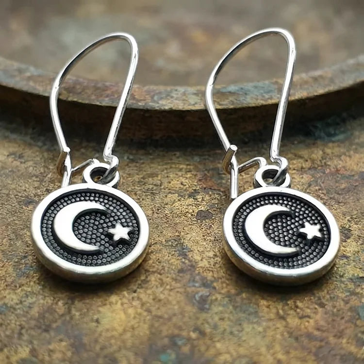 Vintage Moon & Star Drop Earrings