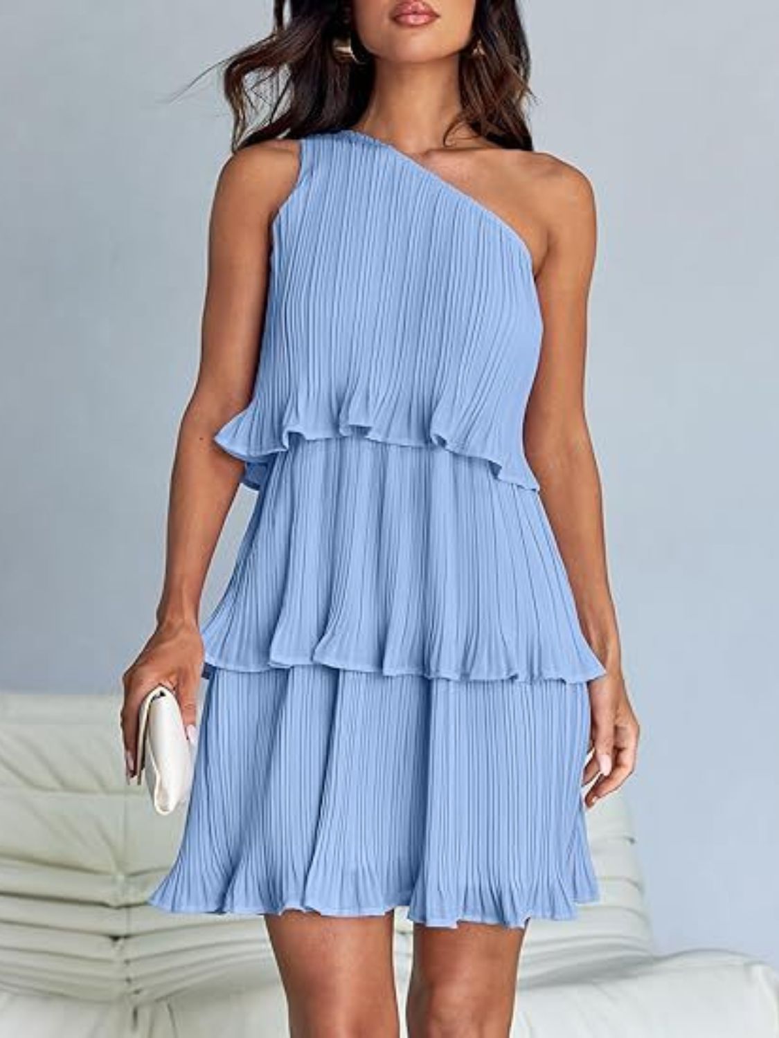 Aurora - Layered One-Shoulder Mini Dress