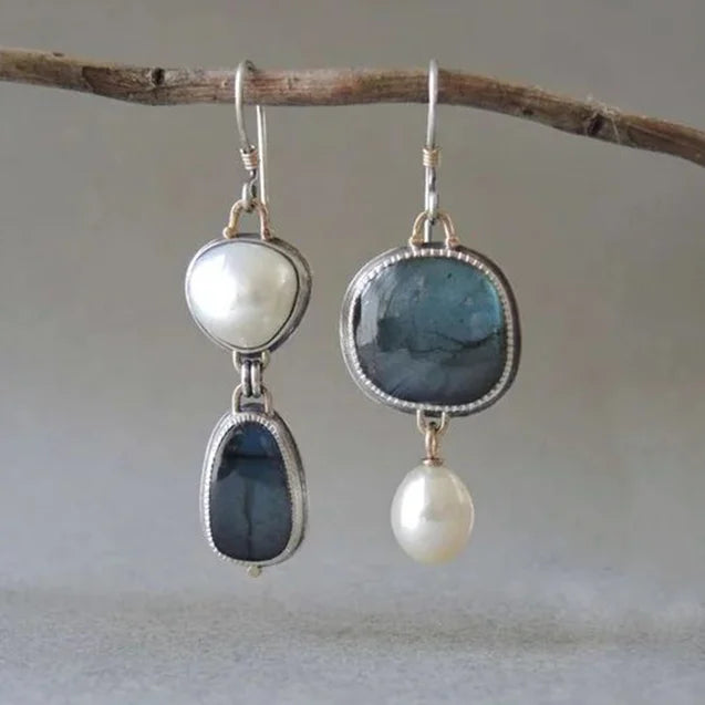 Vintage Blue Natural Stone Earrings