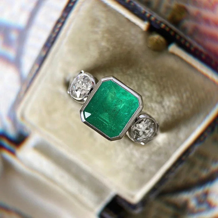 Emerald Square Elegance Ring
