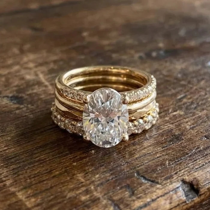 Vintage Crystal Spark Ring Set