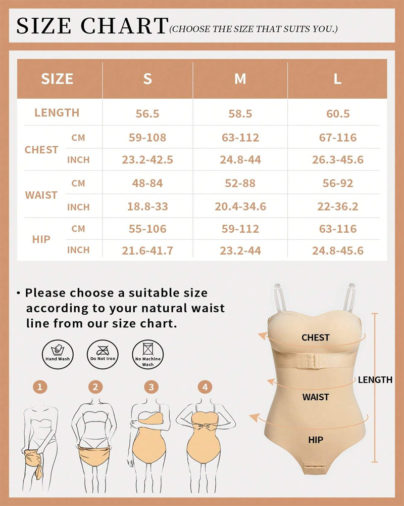 Wire-Free Invisible Strap One-Piece Tummy Control Bodysuit