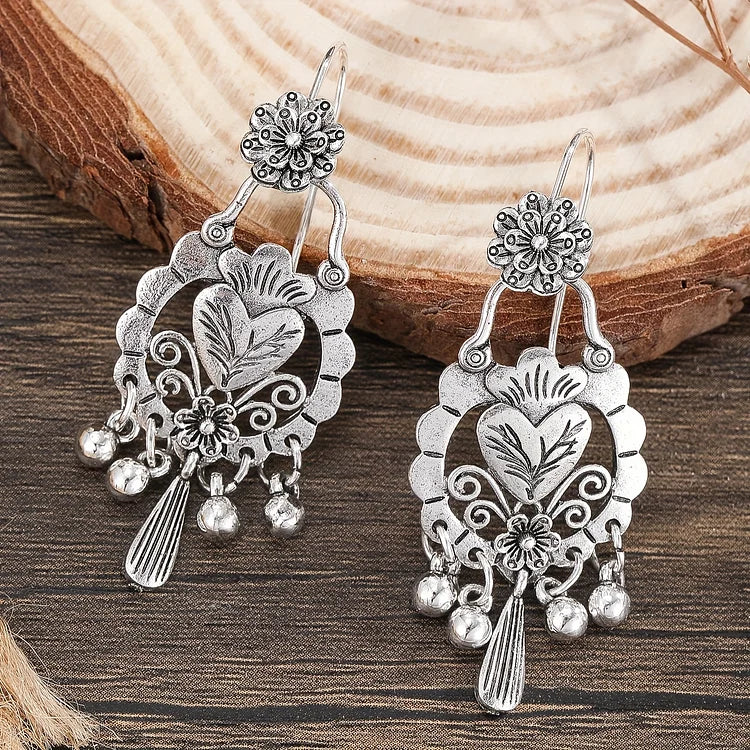 Bohemian Bloom Engraved Earrings
