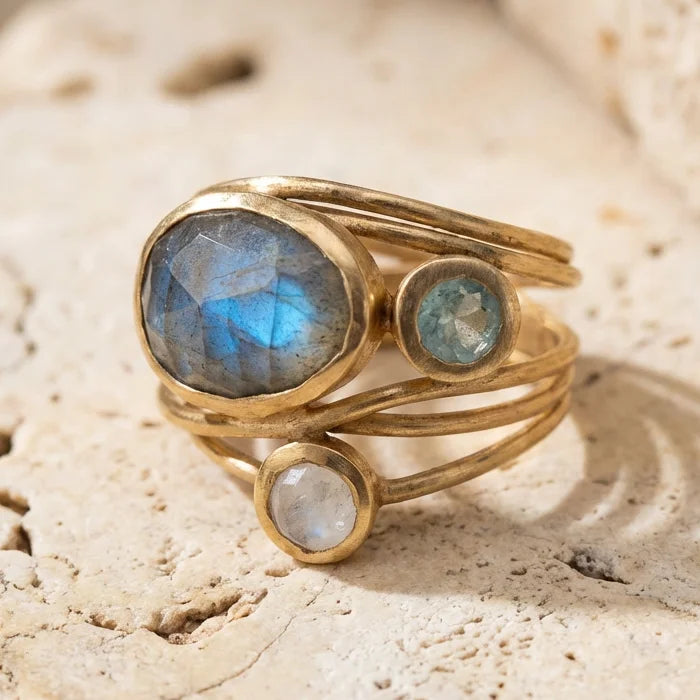 Vintage Inlaid Blue Moonstone Ring