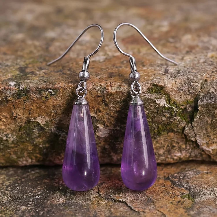 Vintage Amethyst Stone Drop Earrings