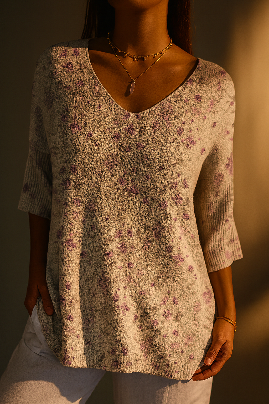 Sadie | Women's Vintage Floral Art Casual Pullover Knit