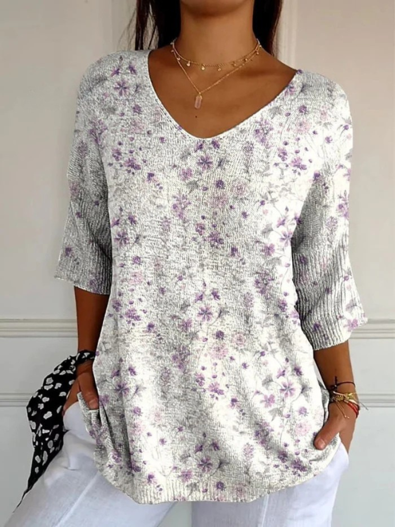 Sadie | Women's Vintage Floral Art Casual Pullover Knit