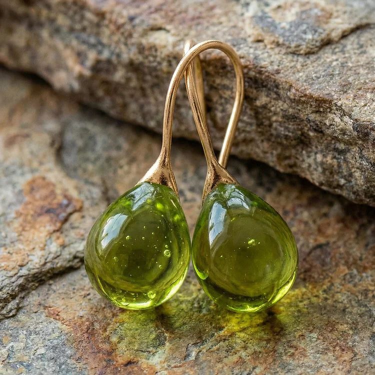 Vintage Olive Glass Earrings