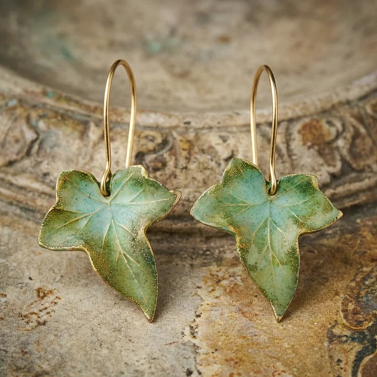 Vintage Green Leaf Earrings
