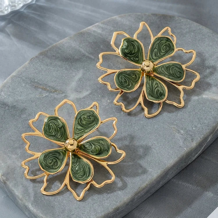 Emerald Bloom Statement Earrings