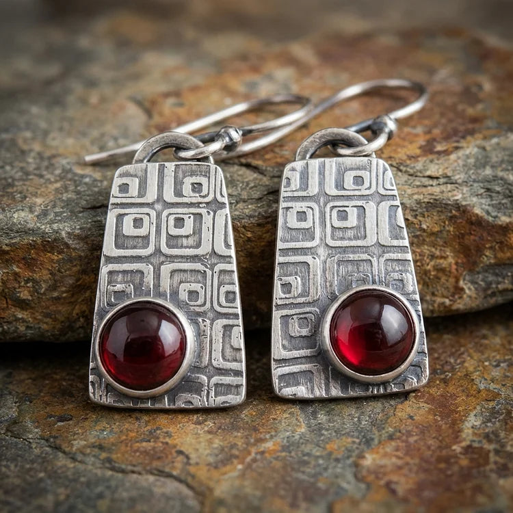 Vintage Ruby Amulet Earrings
