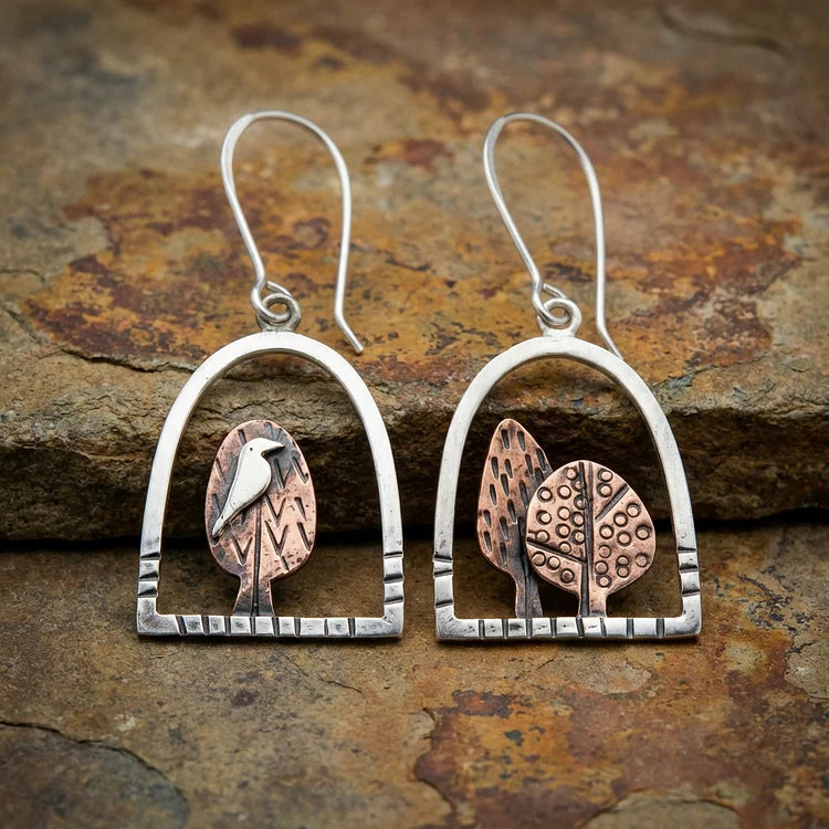 Vintage Two Tone Bird Arch Earrings