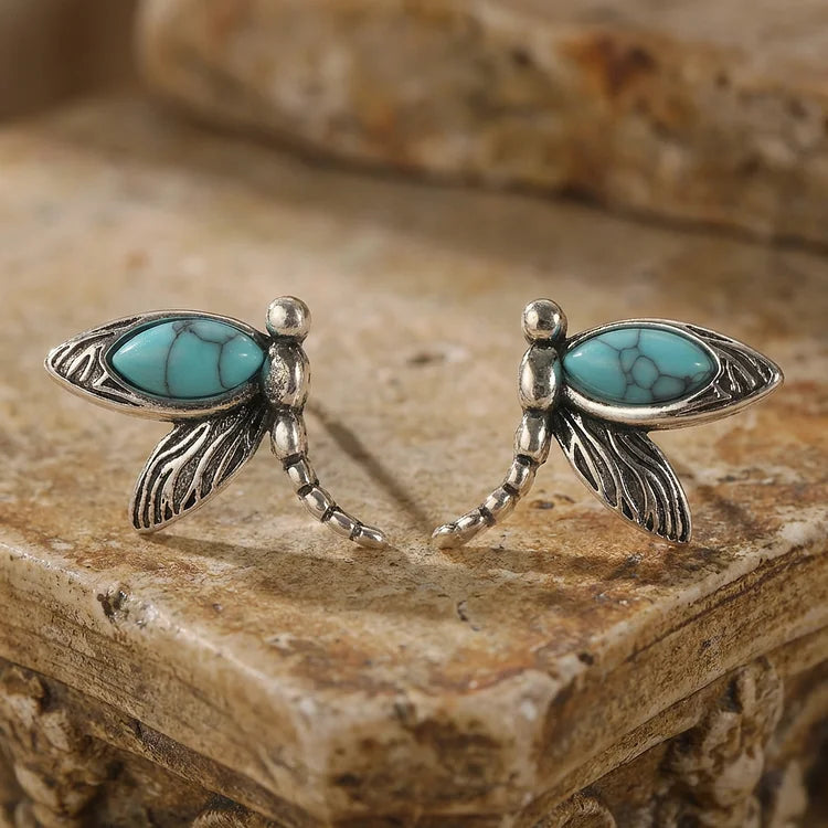 Vintage Turquoise Dragonfly Earrings
