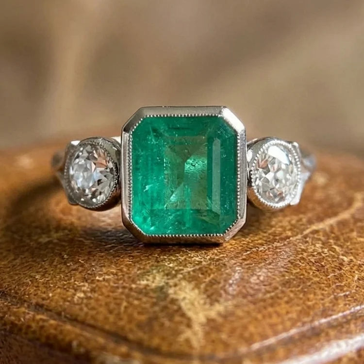 Emerald Square Elegance Ring