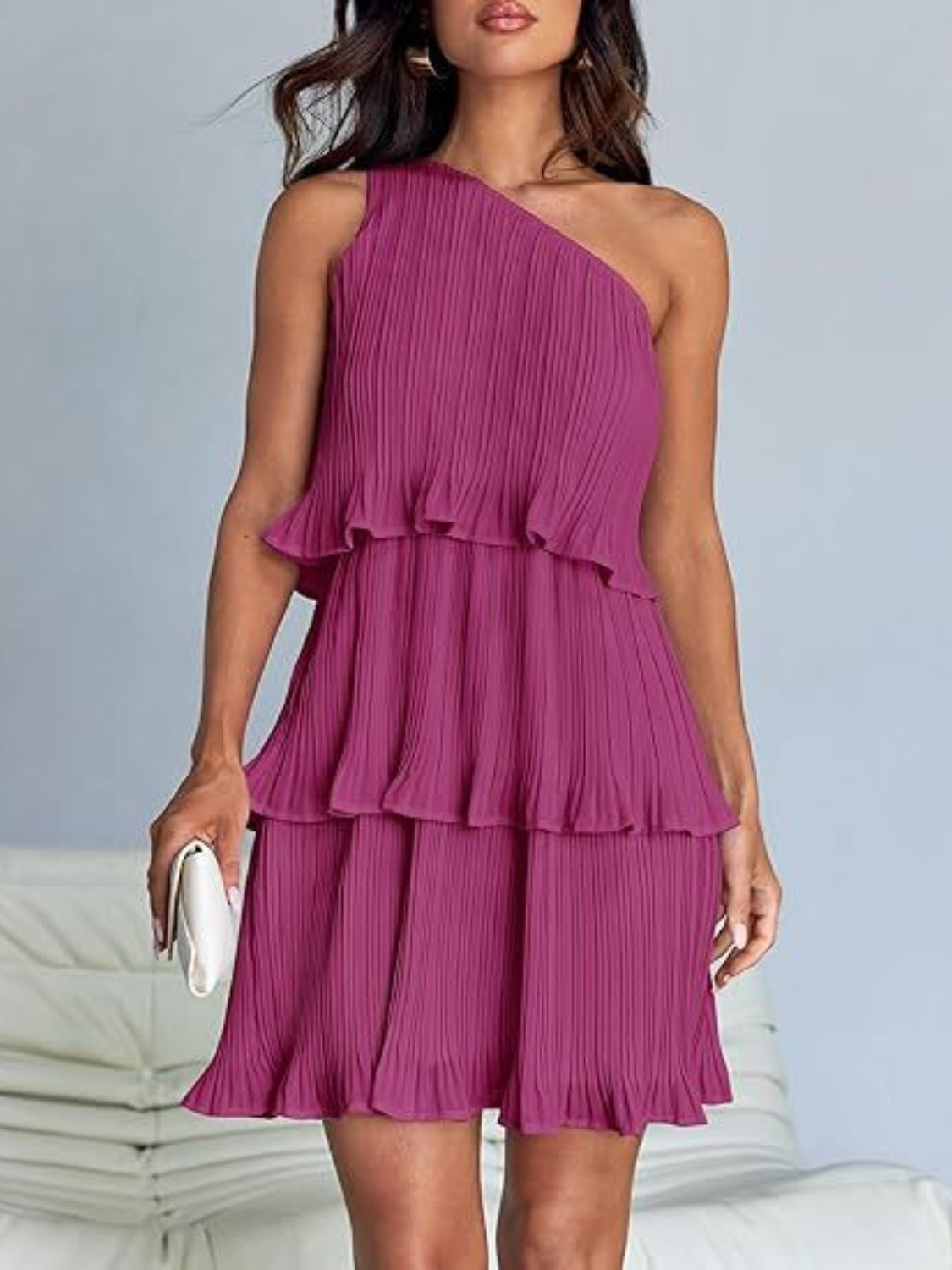 Aurora - Layered One-Shoulder Mini Dress
