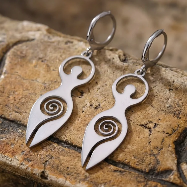 Vintage Goddess Spiral Drop Earrings