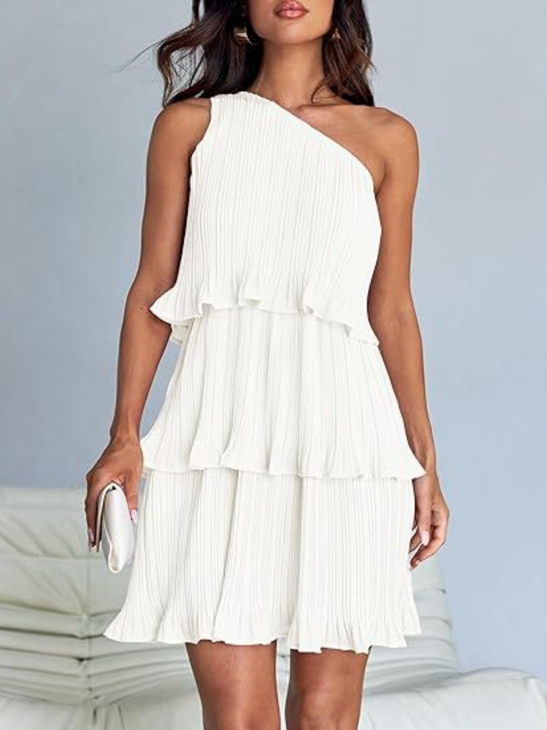 Aurora - Layered One-Shoulder Mini Dress
