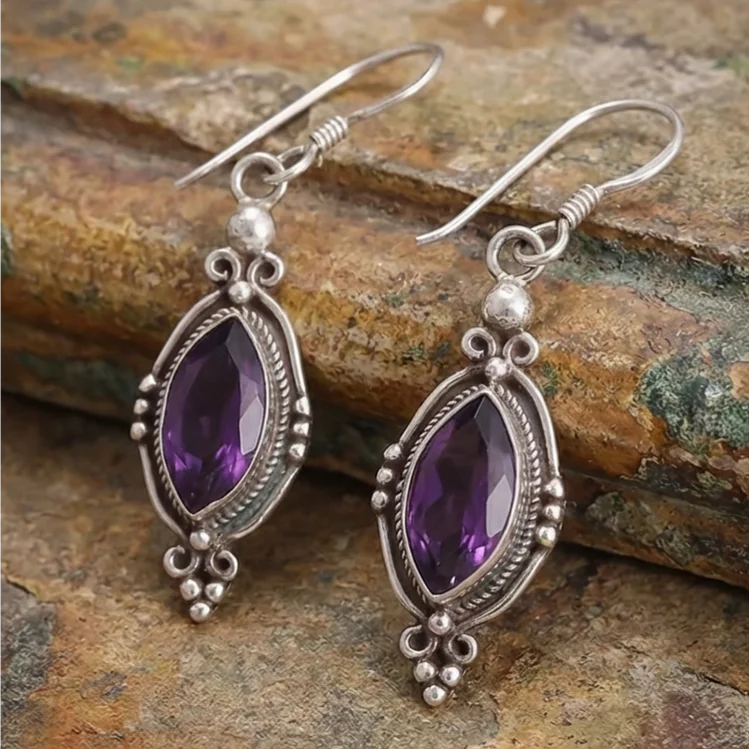 Vintage Amethyst Drop Earrings