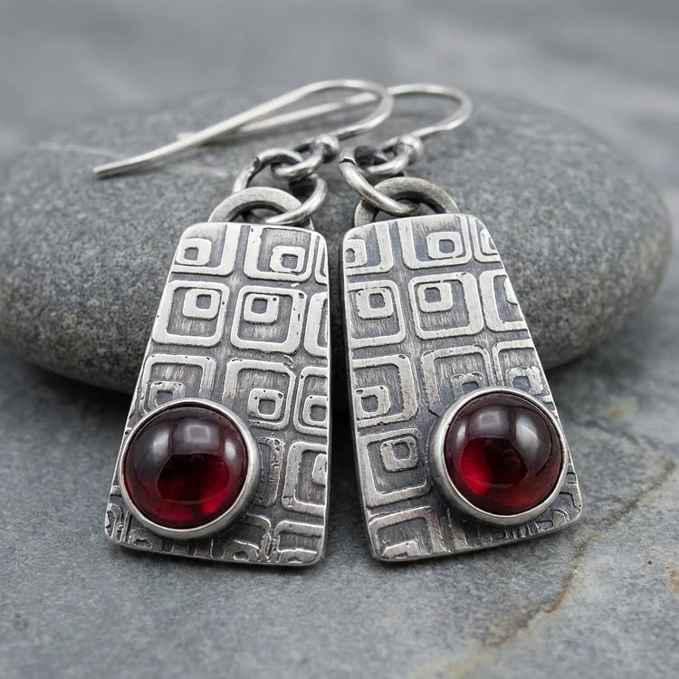 Vintage Ruby Amulet Earrings