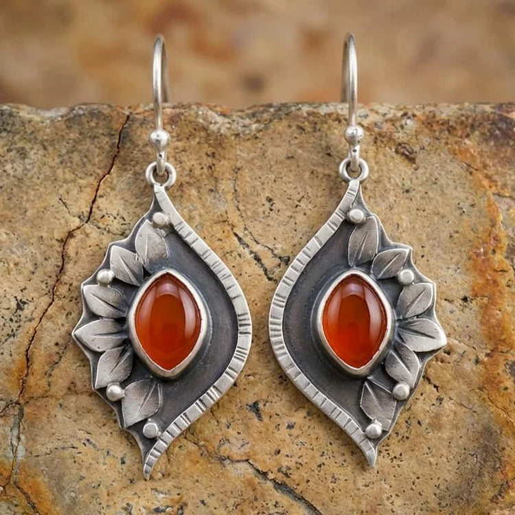 Vintage Carnelian Leaf Drop Earrings