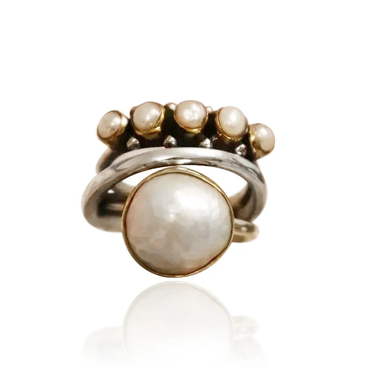 Vintage Round Pearl Ring