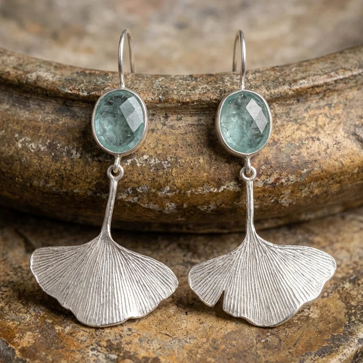 Vintage Ginkgo Gemstone Earrings