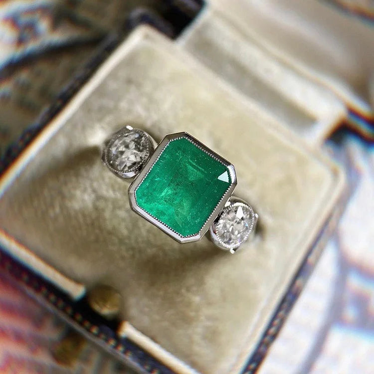 Emerald Square Elegance Ring