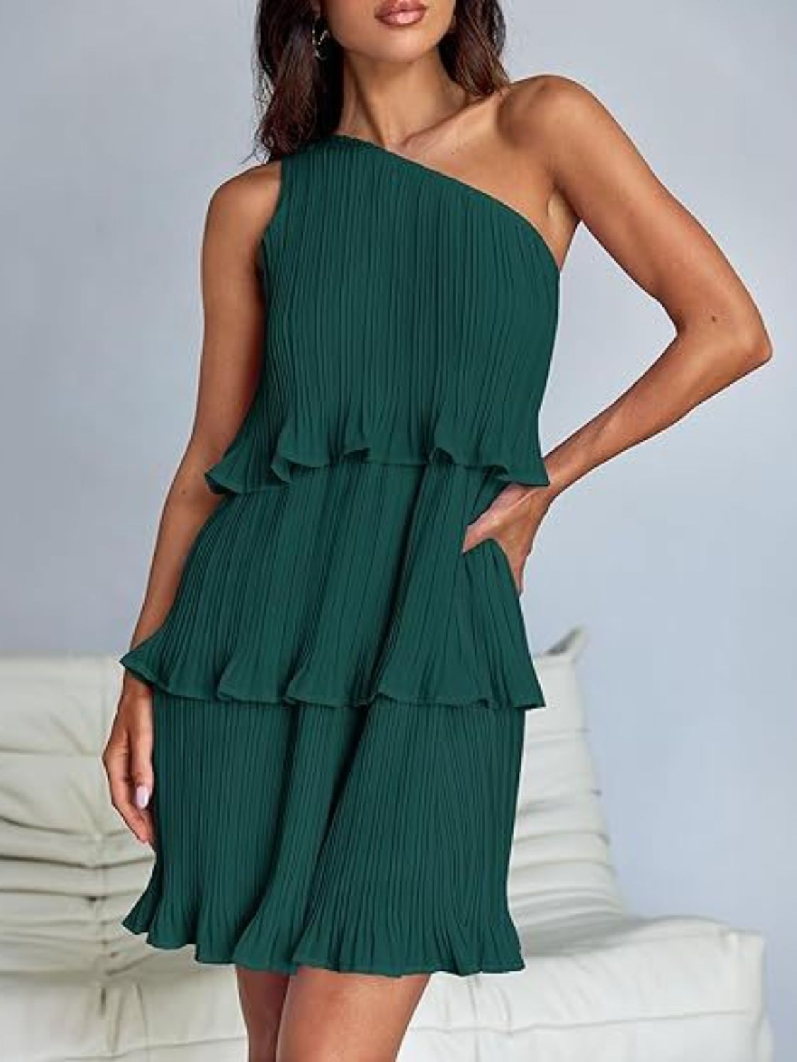 Aurora - Layered One-Shoulder Mini Dress