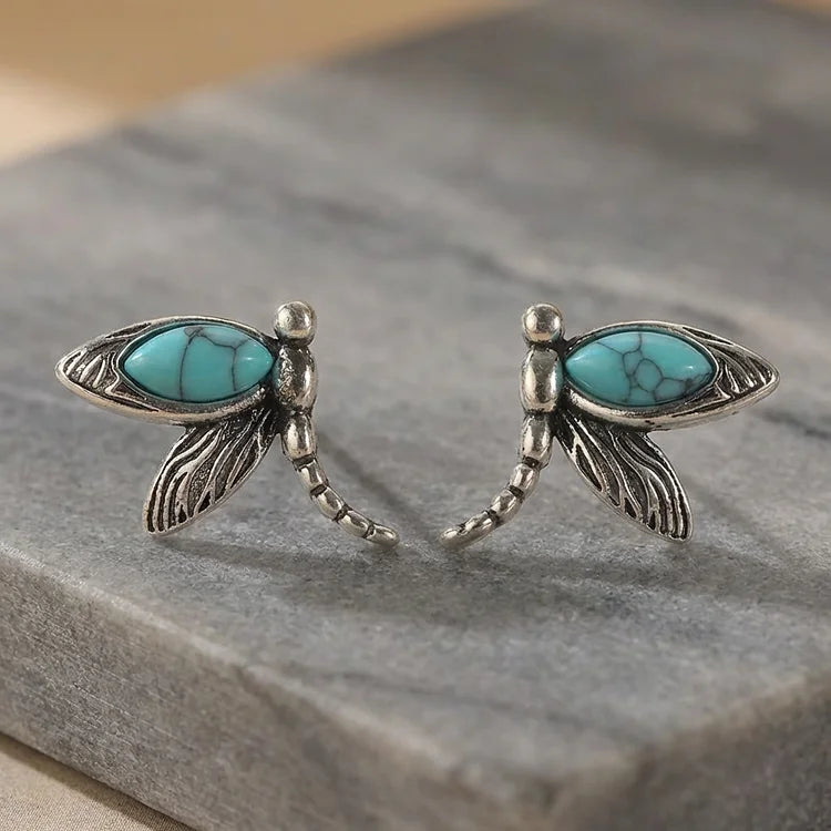 Vintage Turquoise Dragonfly Earrings