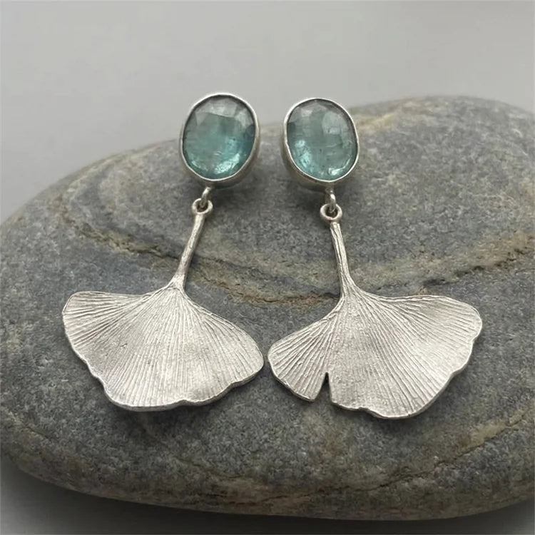 Vintage Ginkgo Gemstone Earrings