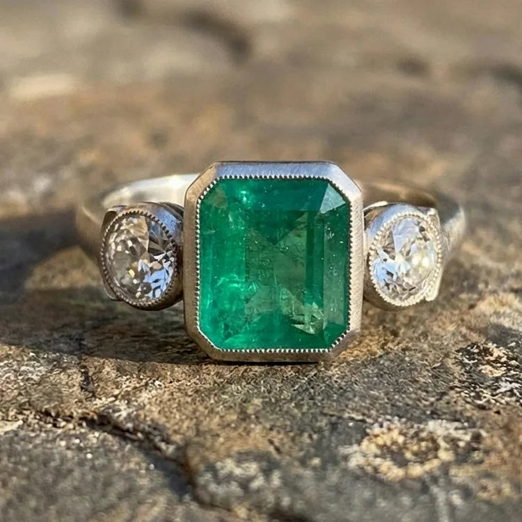 Emerald Square Elegance Ring
