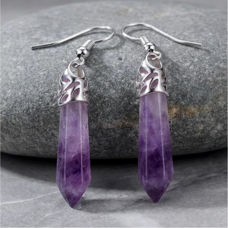 Vintage Amethyst Crystal Dangle Earrings