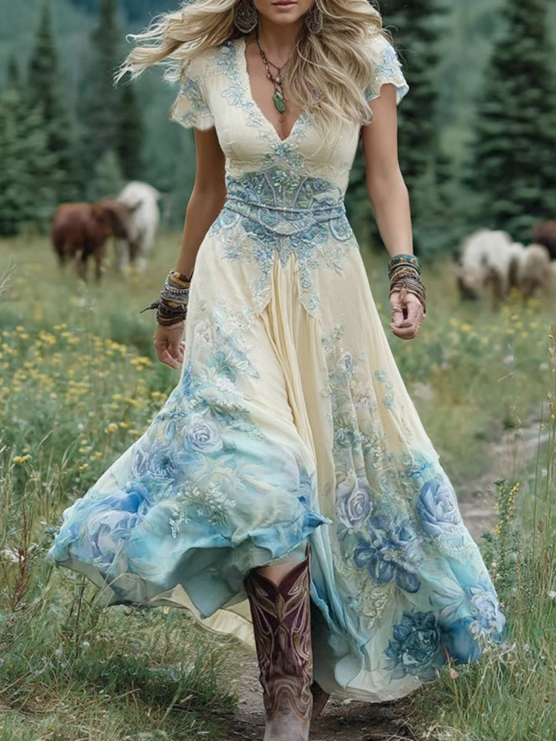 Ava™ - Gradient Floral Maxi Dress