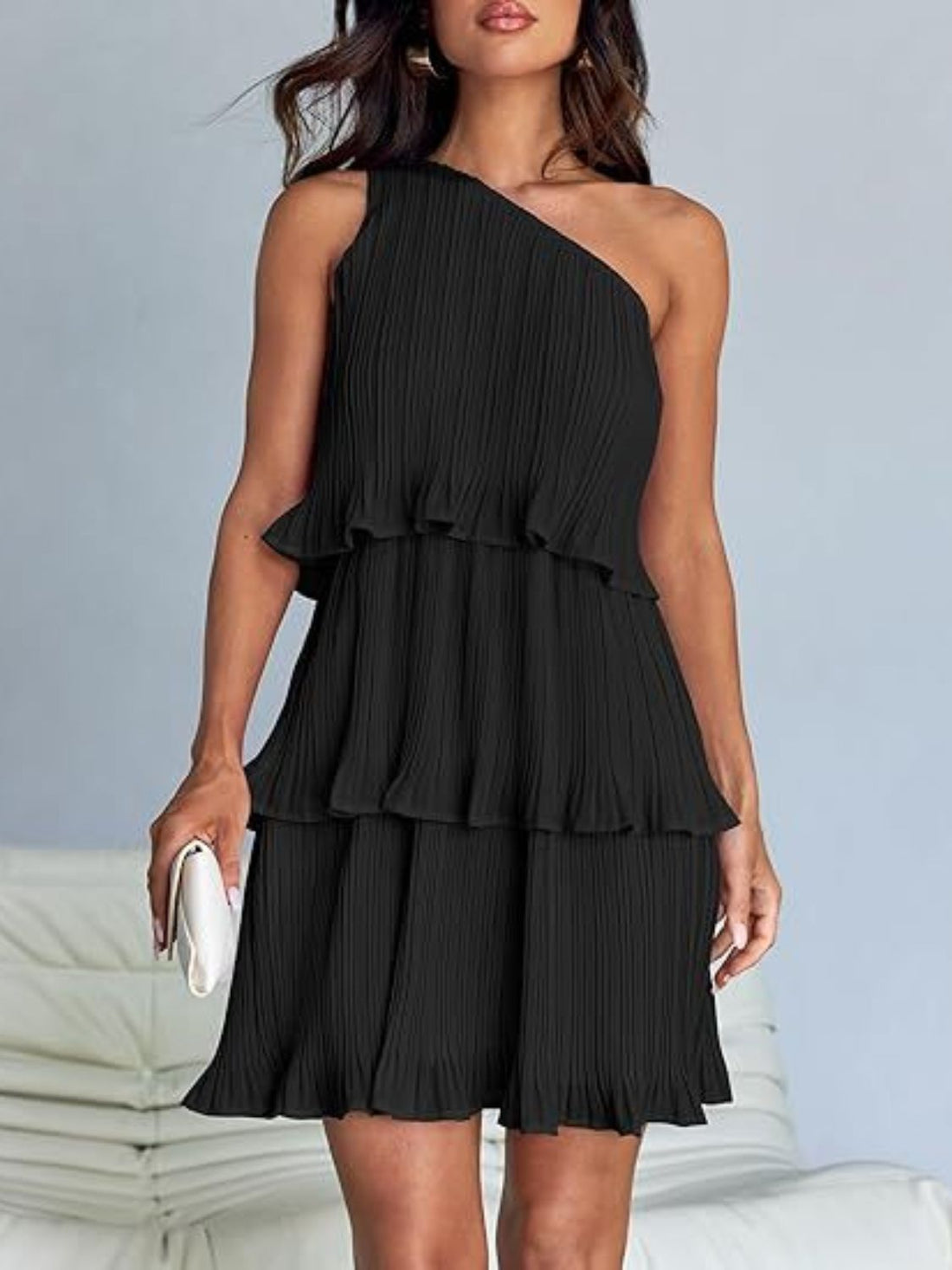 Aurora - Layered One-Shoulder Mini Dress
