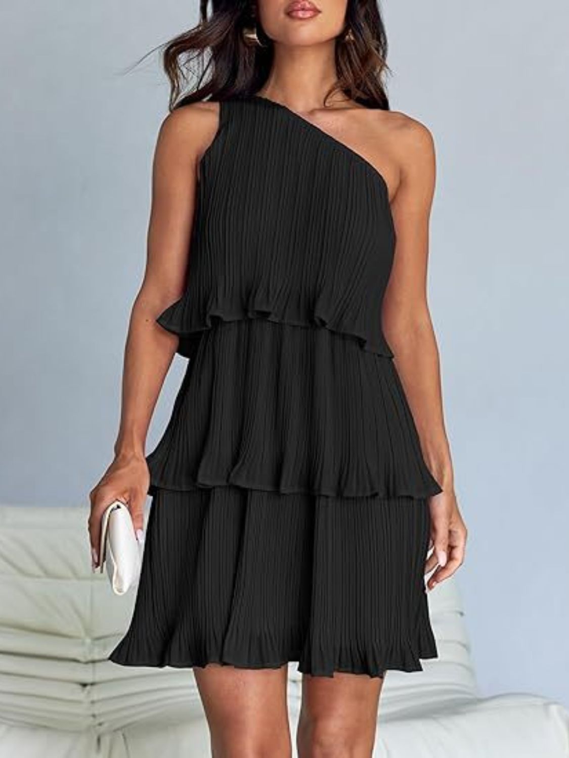 Aurora - Layered One-Shoulder Mini Dress
