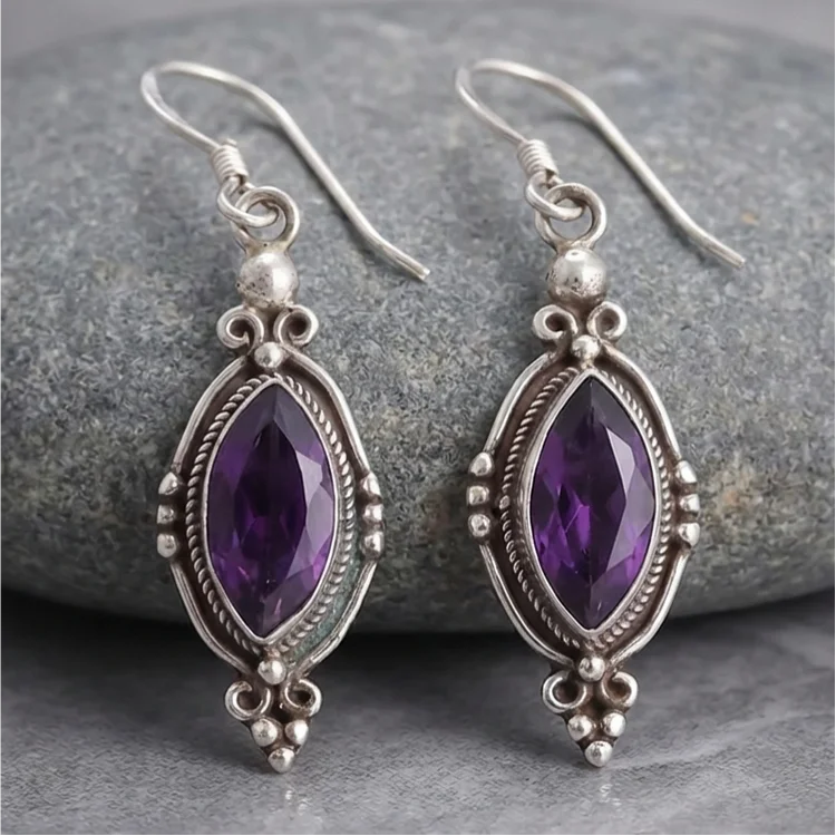 Vintage Amethyst Drop Earrings
