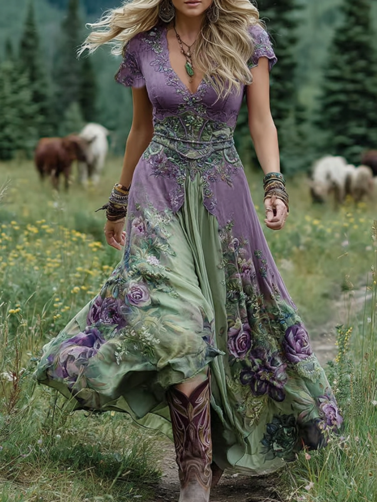 Ava™ - Gradient Floral Maxi Dress