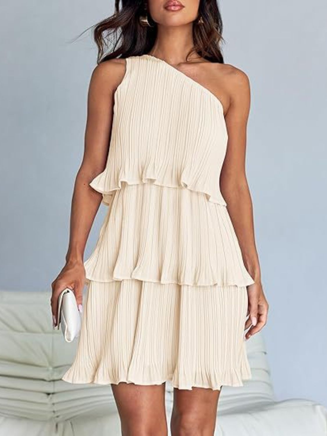 Aurora - Layered One-Shoulder Mini Dress