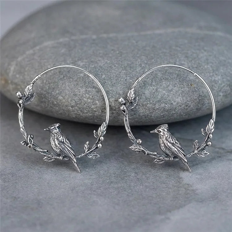 Woodland Songbird Hoop Earrings