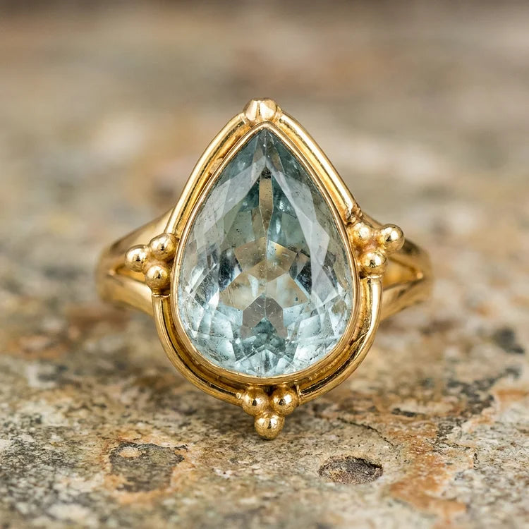 Aquamarine Teardrop Ring
