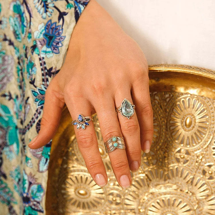 Aquamarine Teardrop Ring