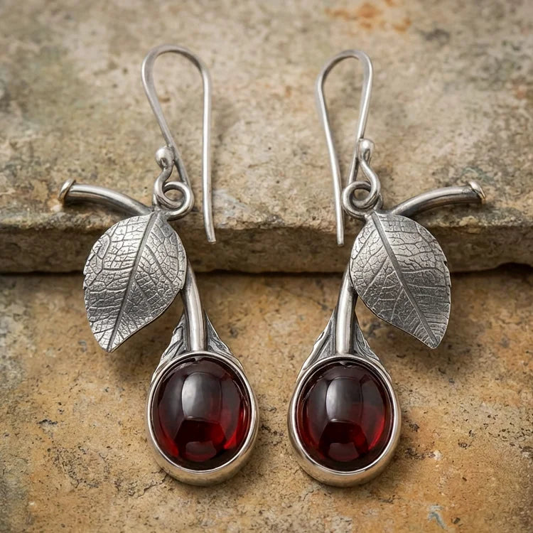 Vintage Cherry Gem Drop Earrings