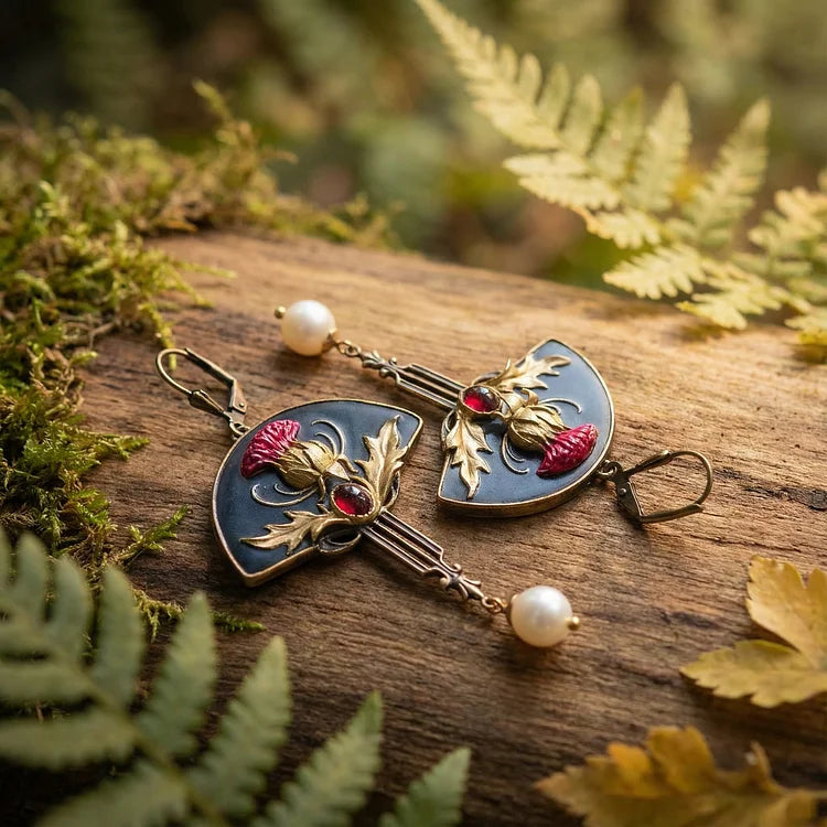 Boho Pearl & Crimson Crystal Earrings