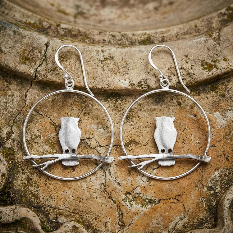 Vintage Night Owl Silhouette Earrings