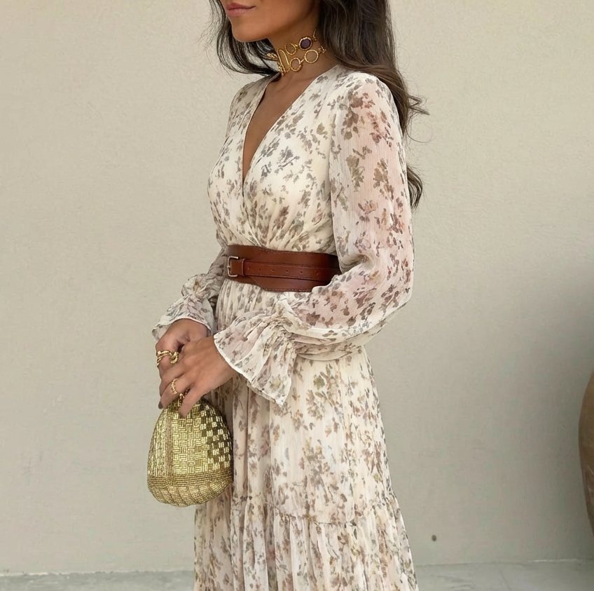 Aurelia™ Bohemian Floral Print Maxi Dress