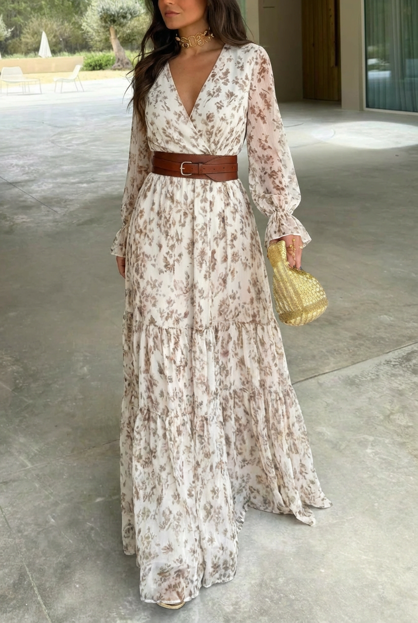 Aurelia™ Bohemian Floral Print Maxi Dress