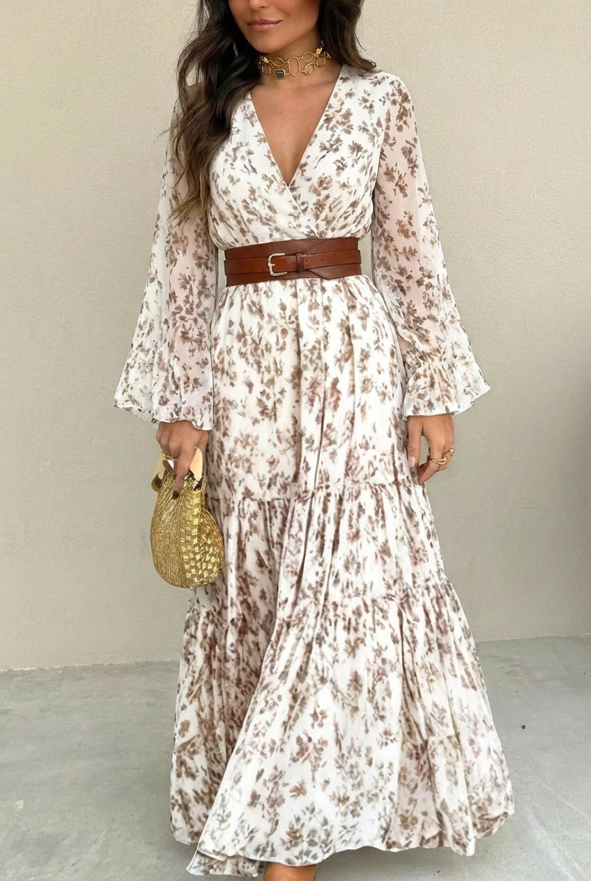 Aurelia™ Bohemian Floral Print Maxi Dress