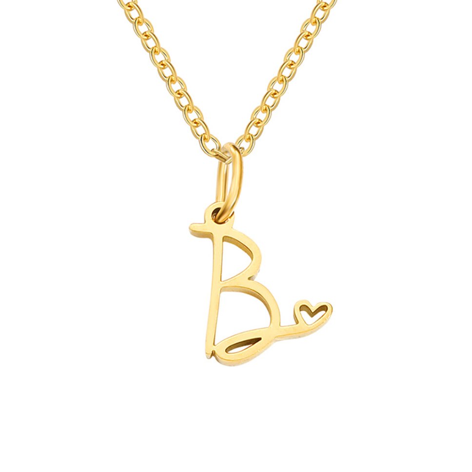 Alphabet Letter Heart Necklace